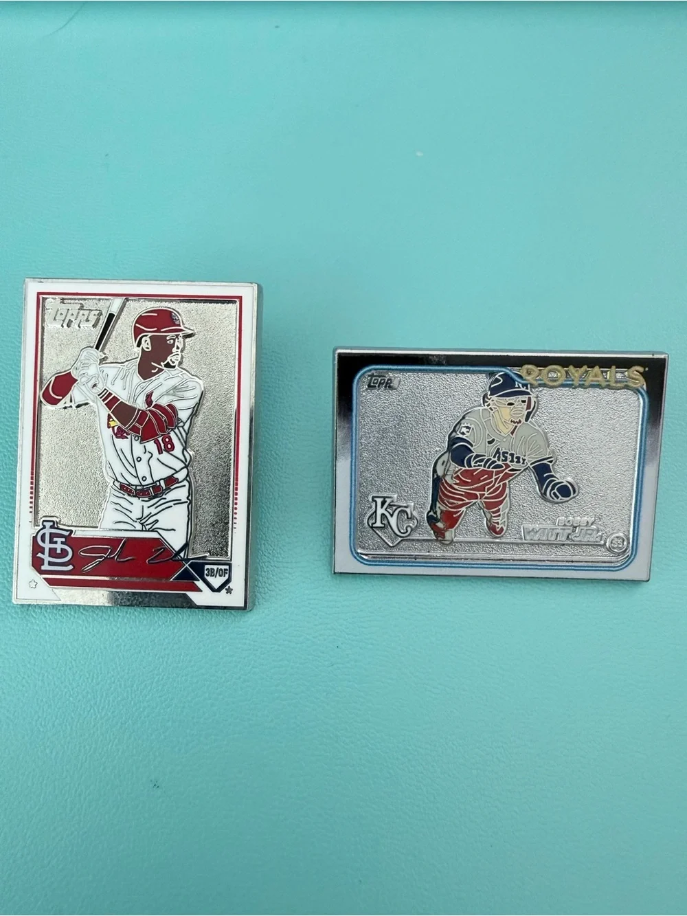 Two Topps Trading Card Pins
